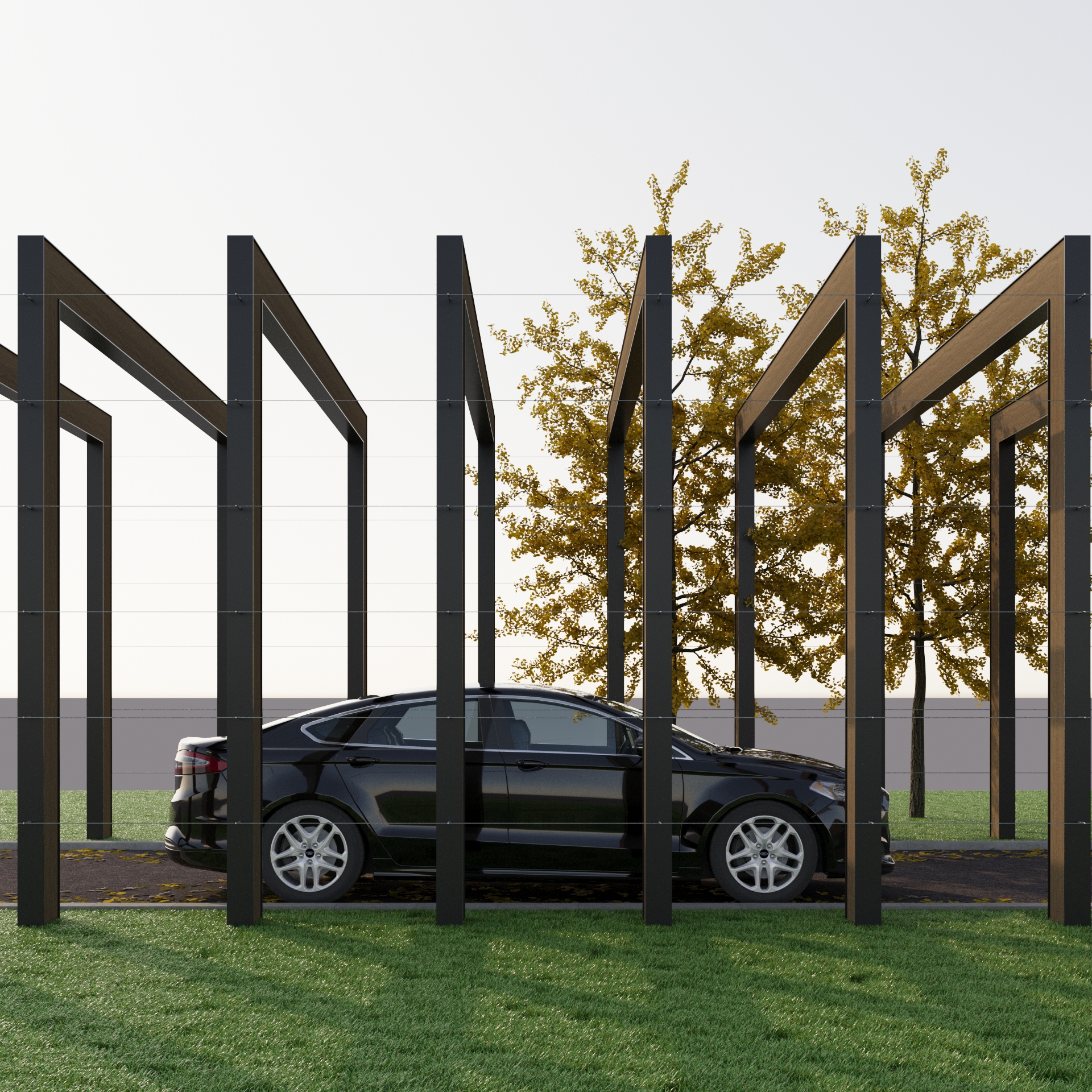 Pergolă modernă integrată în designul peisagistic al grădinii